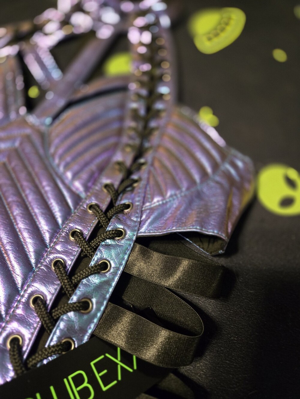 Iridescent Purple Holographic Lace-Up Harness Dress - Picture 7 of 7